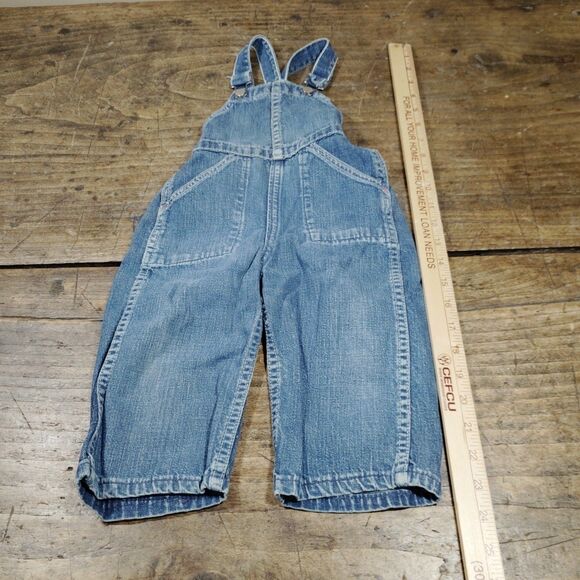 Vintage Blue Bell Overall Bib Baby Sz 1 Denim Pockets Snap - Picture 8 of 10